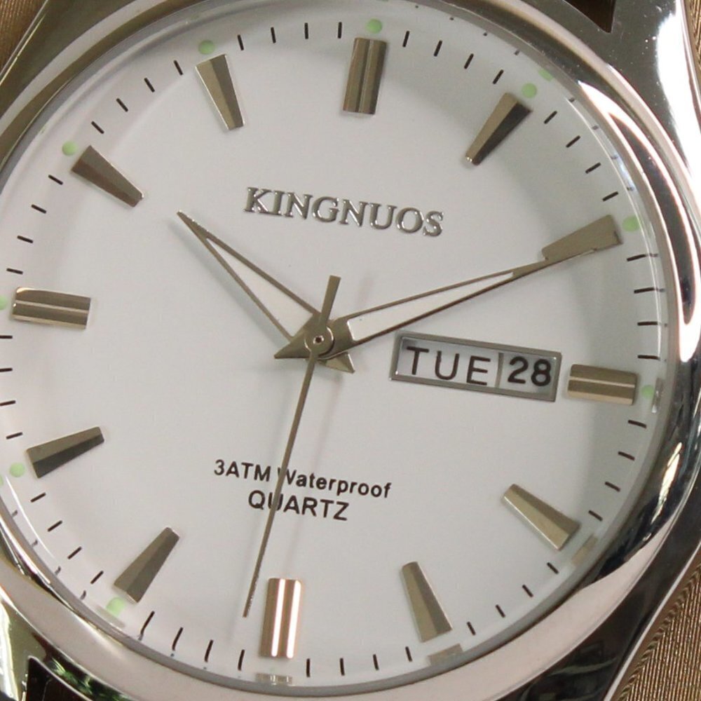 Men's Contemporary Dress Watch Silver Case Black Leather Watch Strap 40mm - Picture 12 of 13